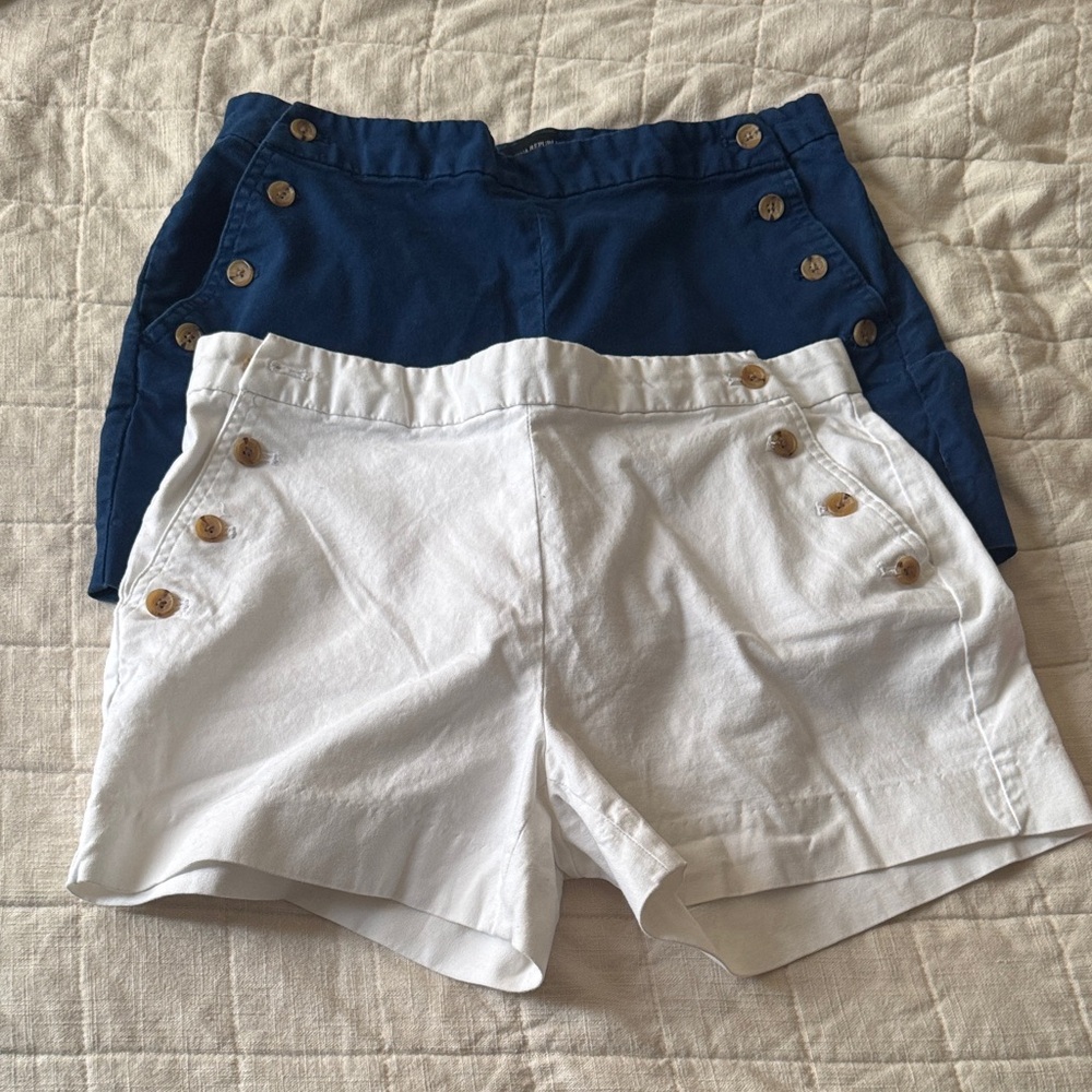 Banana Republic High Waist Shorts in Blue and White